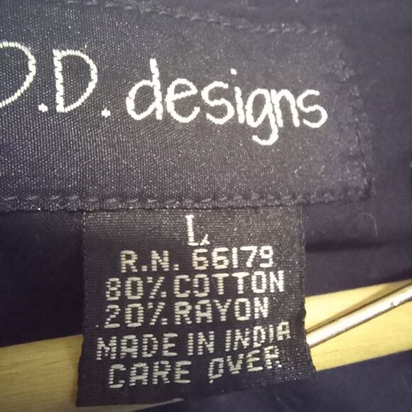 Vintage D.D. Designs Embroidered Beaded Vest-Large-Button Front-Tie Back-Navy - Picture 8 of 8